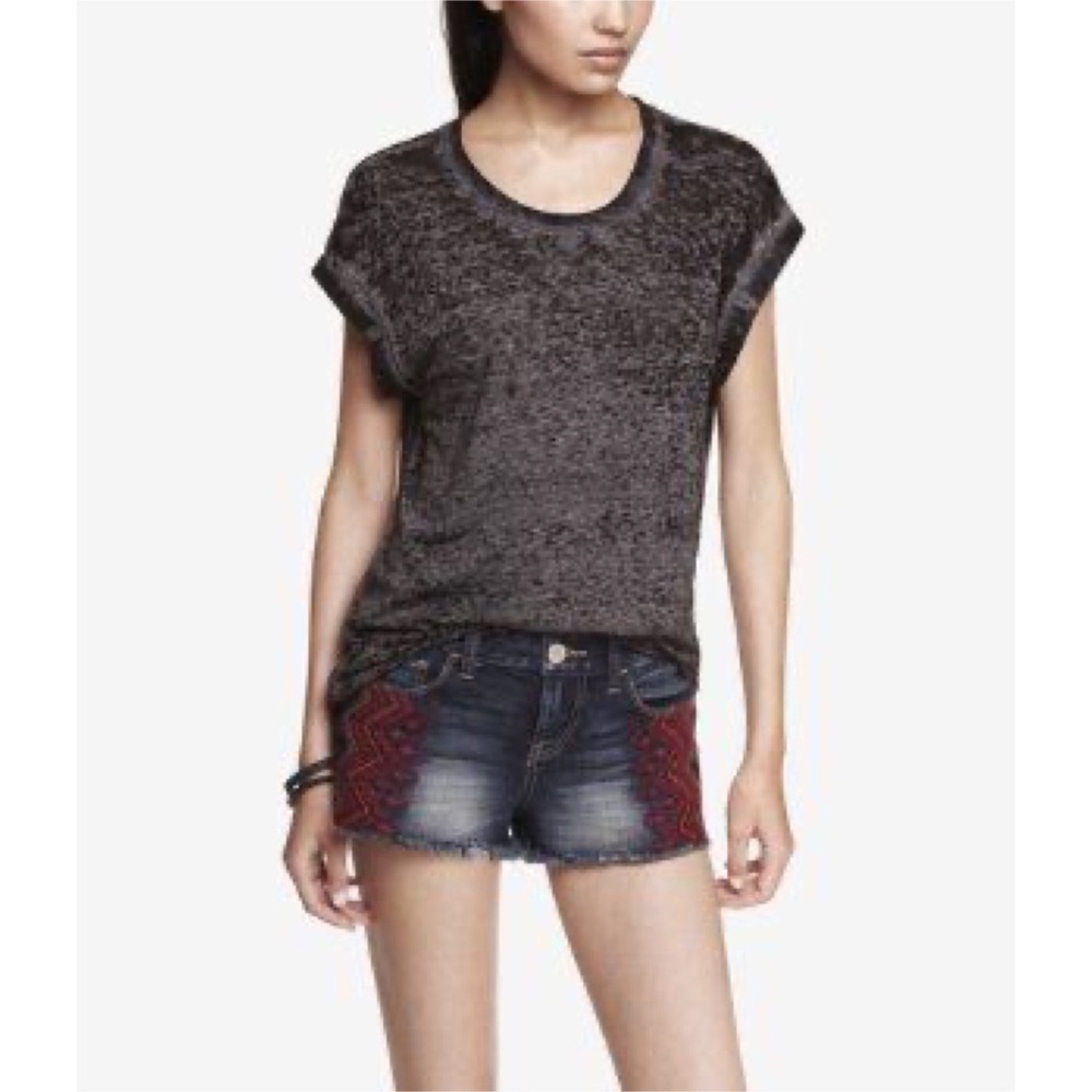Express Burnout Boyfriend Black Tee